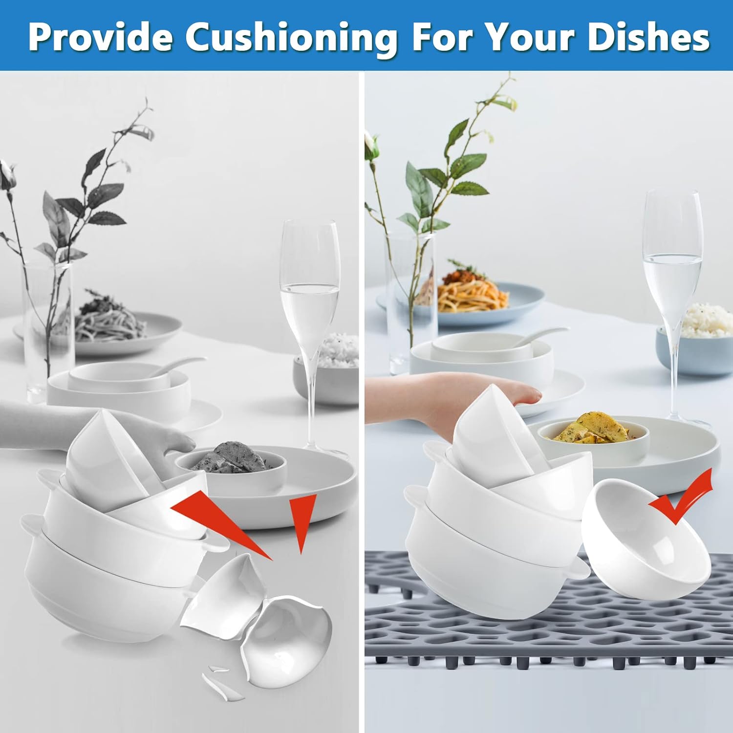 Juego de 2 protectores de silicona para fregadero de cocina de acero inoxidable, antideslizantes, resistentes a los arañazos (drenaje trasero, gris,