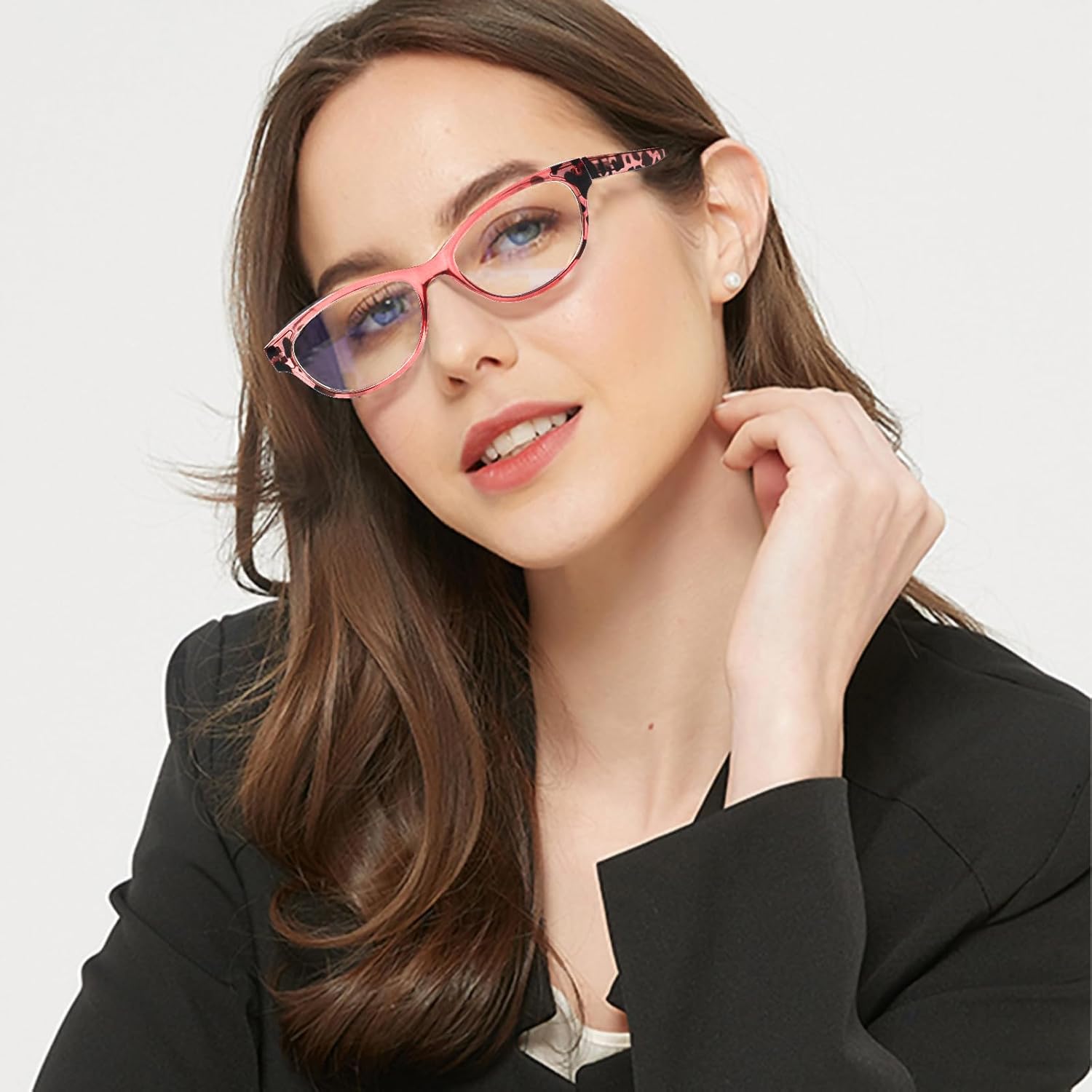 SIGVAN 5 pares de lentes de lectura con diseño de ojo de gato para mujer, con bloqueo de luz azul, bisagra de resorte, estampado de moda para mujer