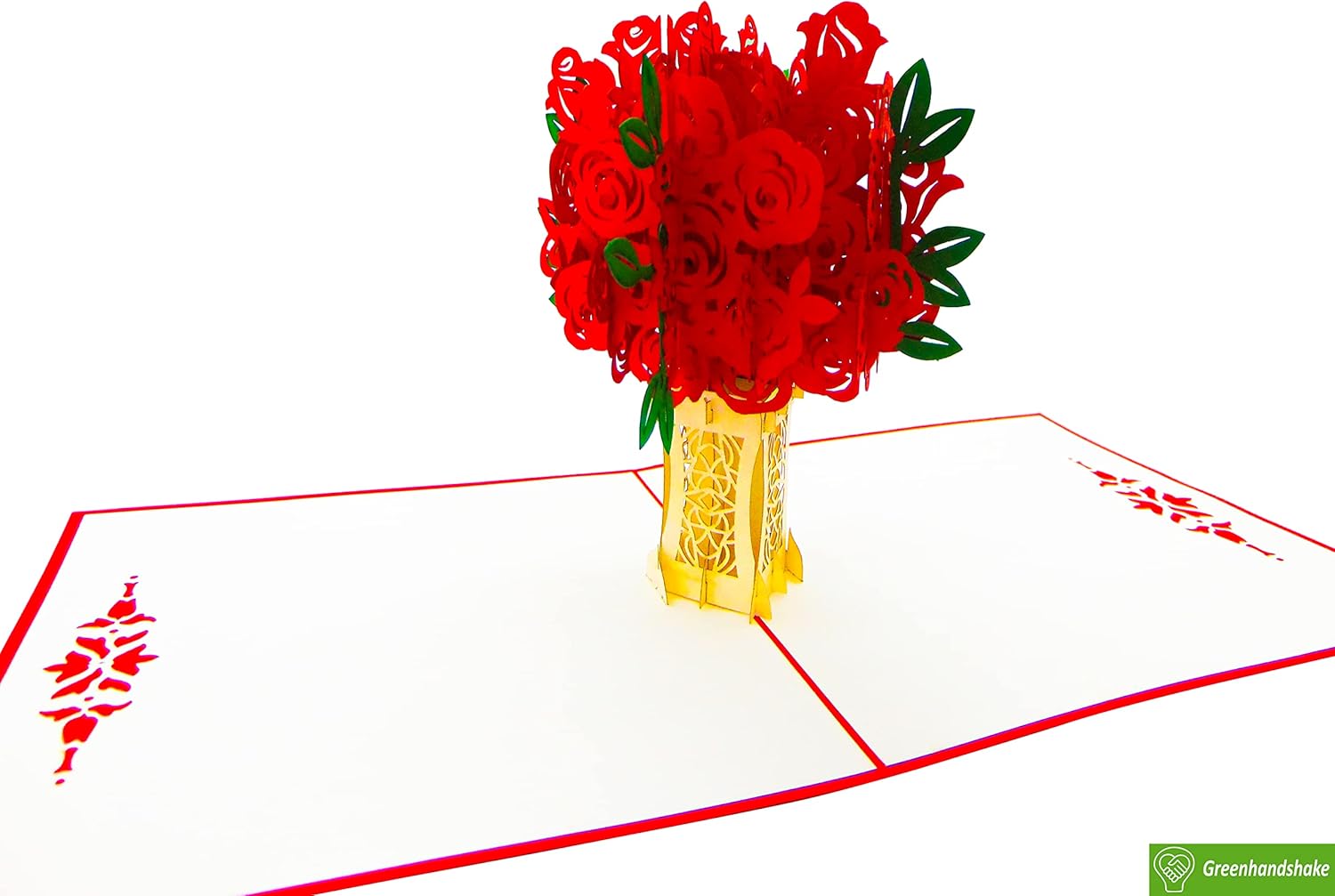 Arreglo de rosas con jarrón, tarjeta desplegable, tarjetas de felicitación emergentes 3D, para cumpleaños, día de San Valentín, día de la madre,