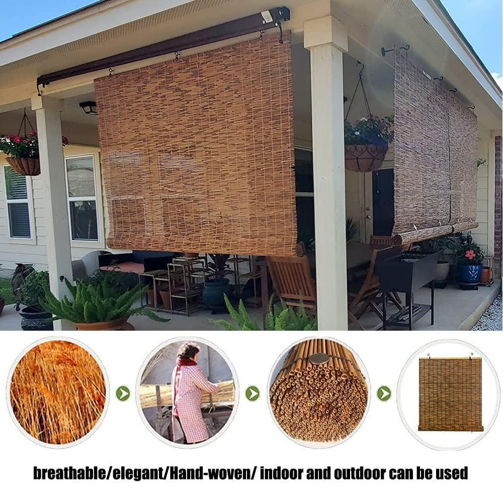 Persianas enrollables para ventanas con elevadorsin cordón, de bambú, 23, 30, 34, 36, 38, 40, 43, 45, 48, 59 pulgadas de ancho, filtro de luz de