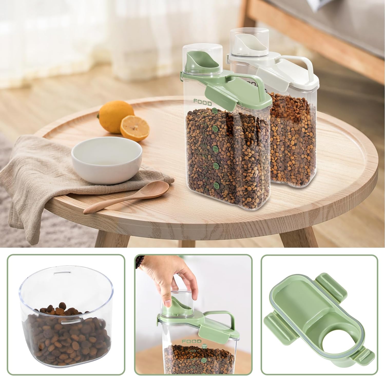 Contenedor de almacenamiento de alimentos para perros, recipientes de almacenamiento de alimentos para mascotas con boquilla hermética, contenedor