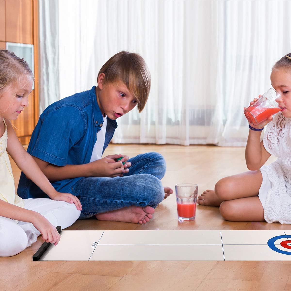 Yobbi – Juego de rizador de mesa para niños, adultos y familia. Divertido juego de deportes en interiores para todos. Viene con 8+2 piedras de rizar