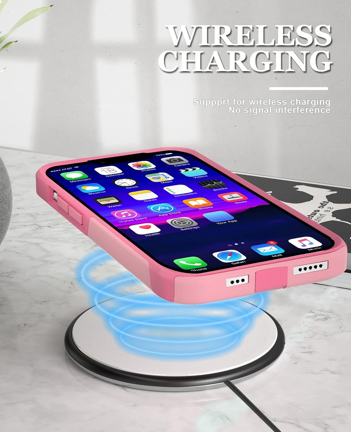 Funda para iPhone 13 con 2 protectores de pantalla de vidrio templado, resistente grado militar, protección de cuerpo completo, a prueba de golpes,
