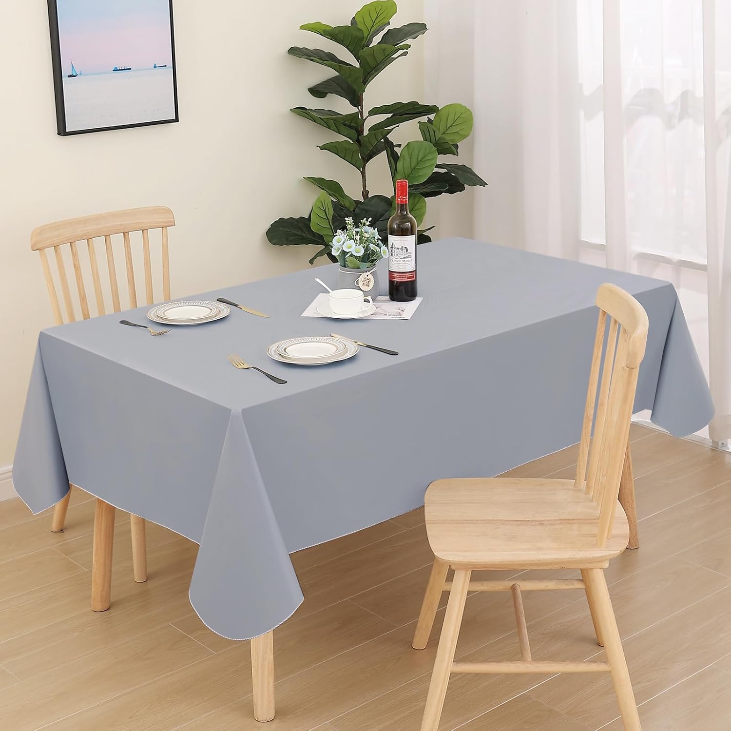 homing Mantel rectangular de vinilo, mantel de plástico impermeable a prueba de derrames, con parte trasera de franela, cubierta de mesa para mesa