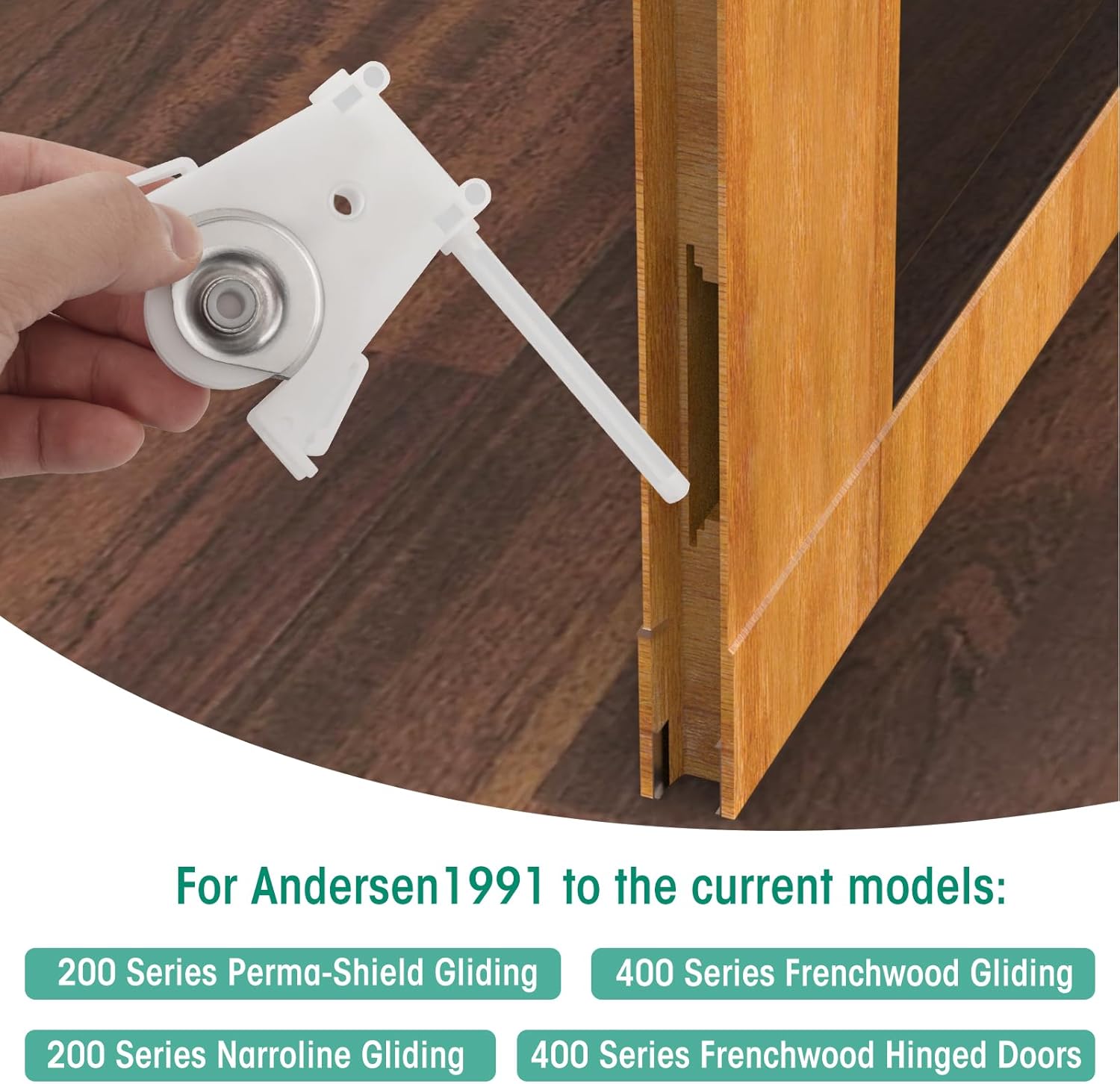 Touri Paquete de 2 rodillos de puerta corredera para puerta de mosquitero para Andersen Parte #1997310 (1991 hasta el presente) con altura vertical