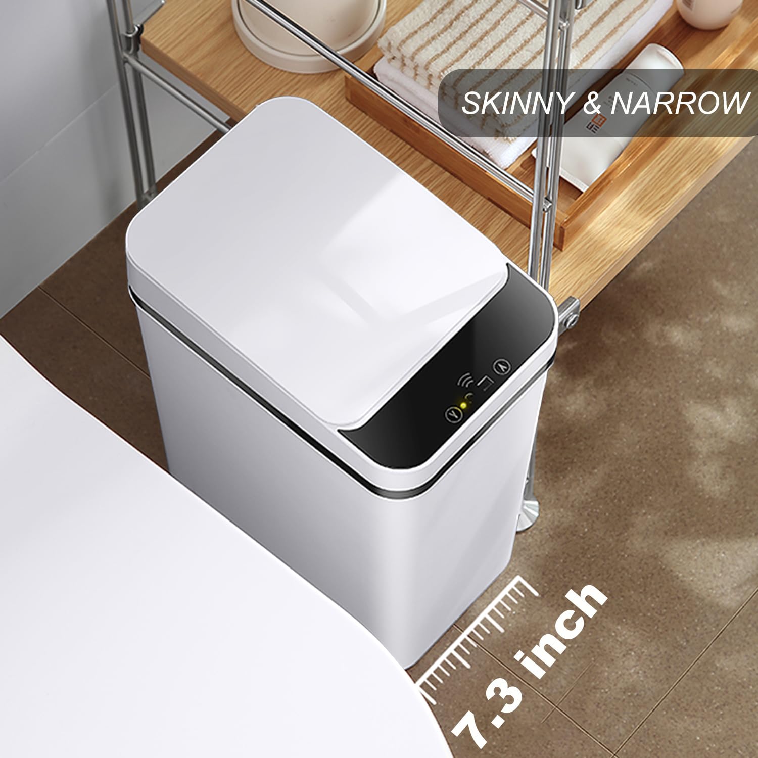 Yatmung Bote de basura delgado automático sin contacto  Cubo de basura de 4 galones con sensor de movimiento  Eléctrico, delgado, plástico  Cubo de