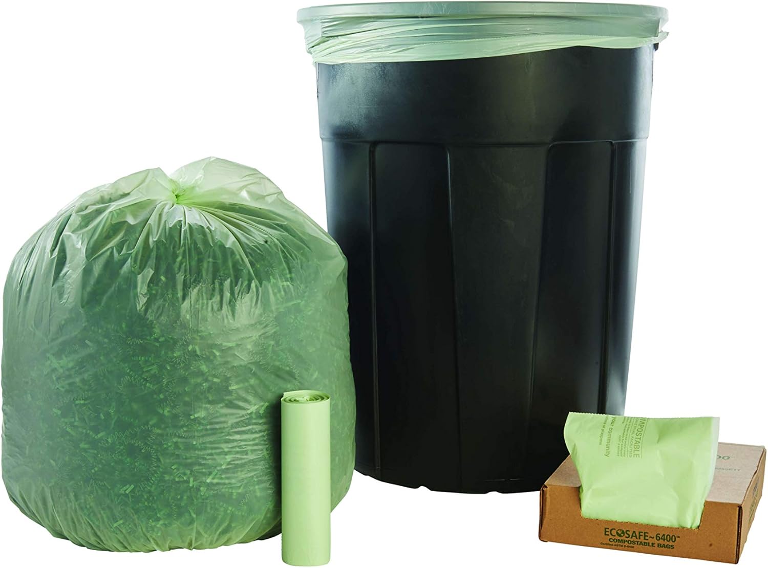 Stout e2430e8513galones 24″ x 30″ Heavy Duty biodegradables bolsas de basura, 45bolsas por caja, astm6400, verde, fabricado en Estados Unidos por