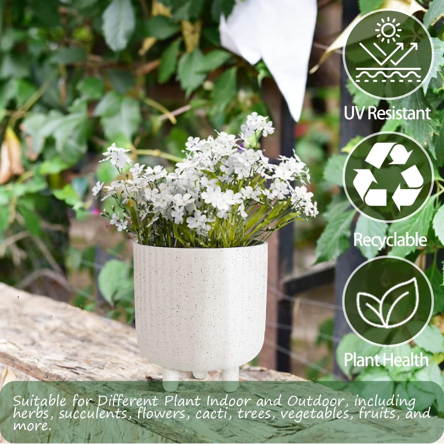 Maceta de 10 pulgadas con agujeros de drenaje, macetas modernas para plantar, macetas grandes de pie para decoración de interiores y exteriores,