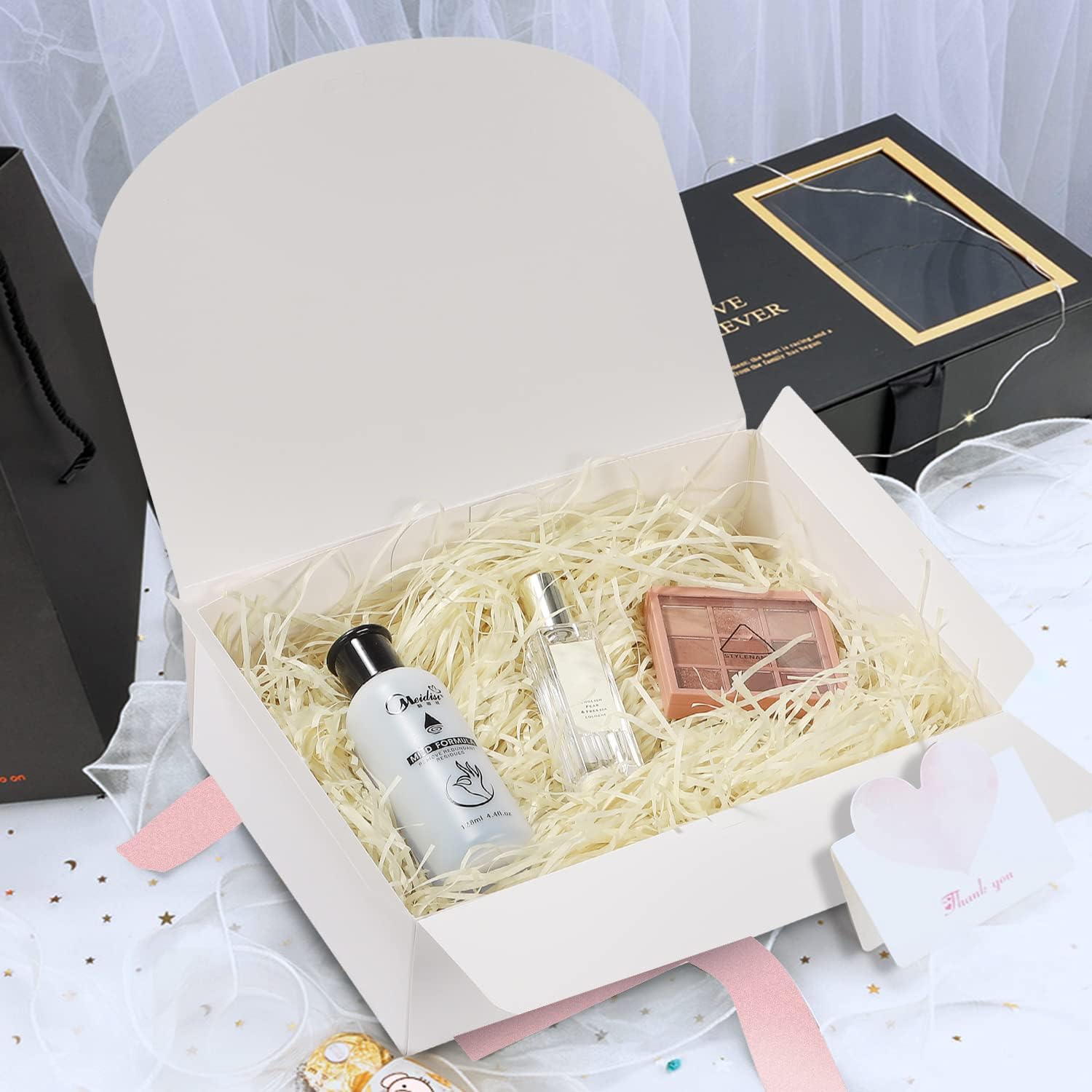 WantGor Cajas de regalo con tapas, paquete de 10 cajas de papel kraft de 8 x 8 x 4 pulgadas para regalos, damas de honor, chocolate, cupcake,