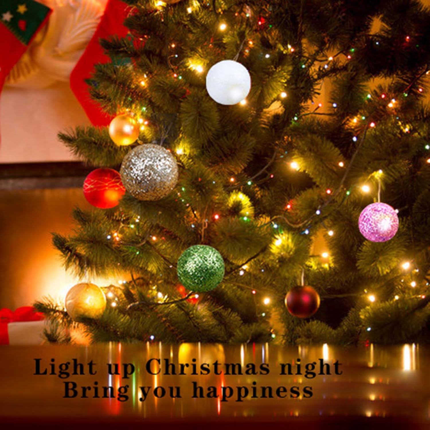 Bolas de Navidad, 96 piezas de adornos de mini árbol de Navidad de 0.8 pulgadas, decoración colgante de espuma de colores con purpurina, rellenos de