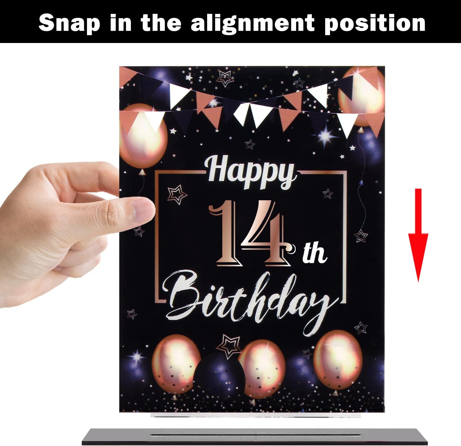 Centros de mesa acrílicos con globos negros y dorados de feliz 14 cumpleaños, 2 unidades de decoración de fiesta de cumpleaños de 14 años,