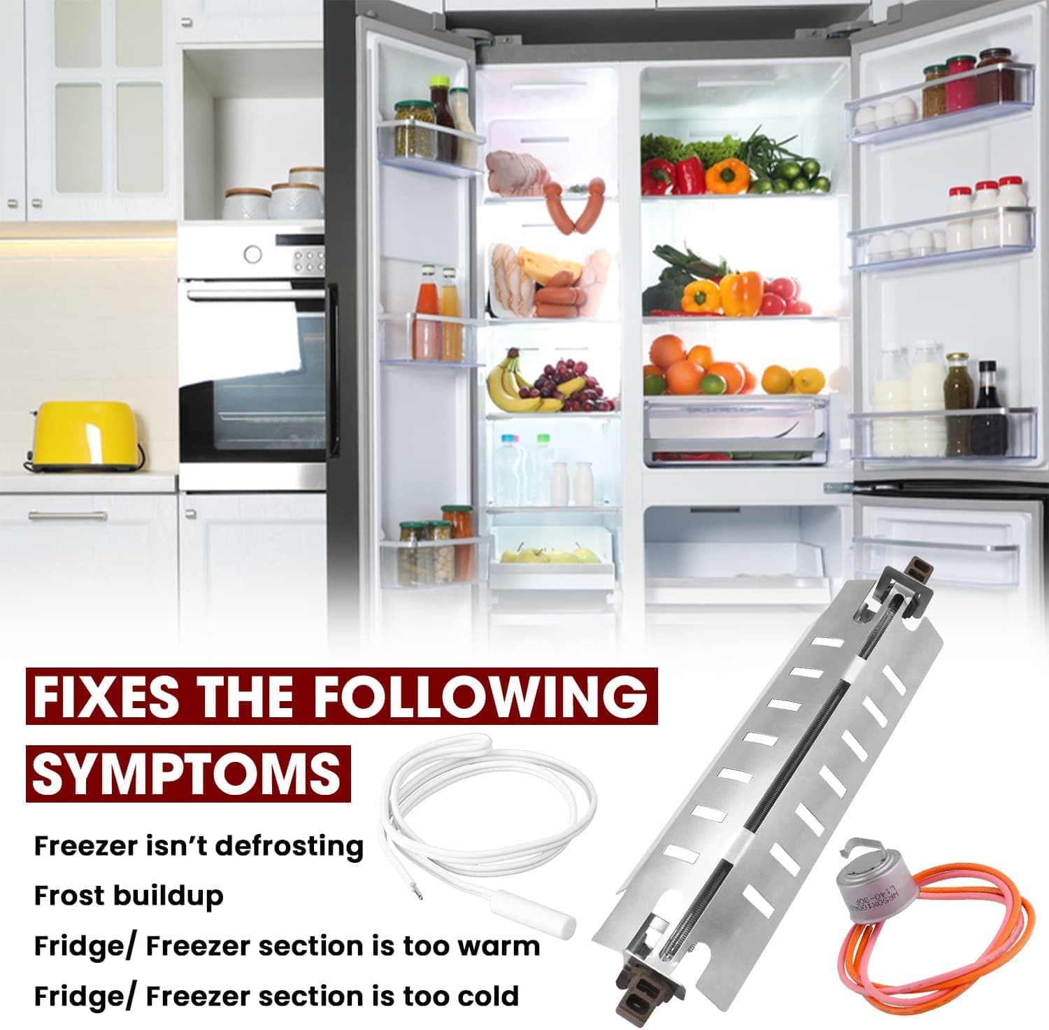 Seentech Calentador de descongelación WR51X10055, sensor de temperatura WR55X10025, termostato de descongelación WR50X10068 – Refrigeradores GE y