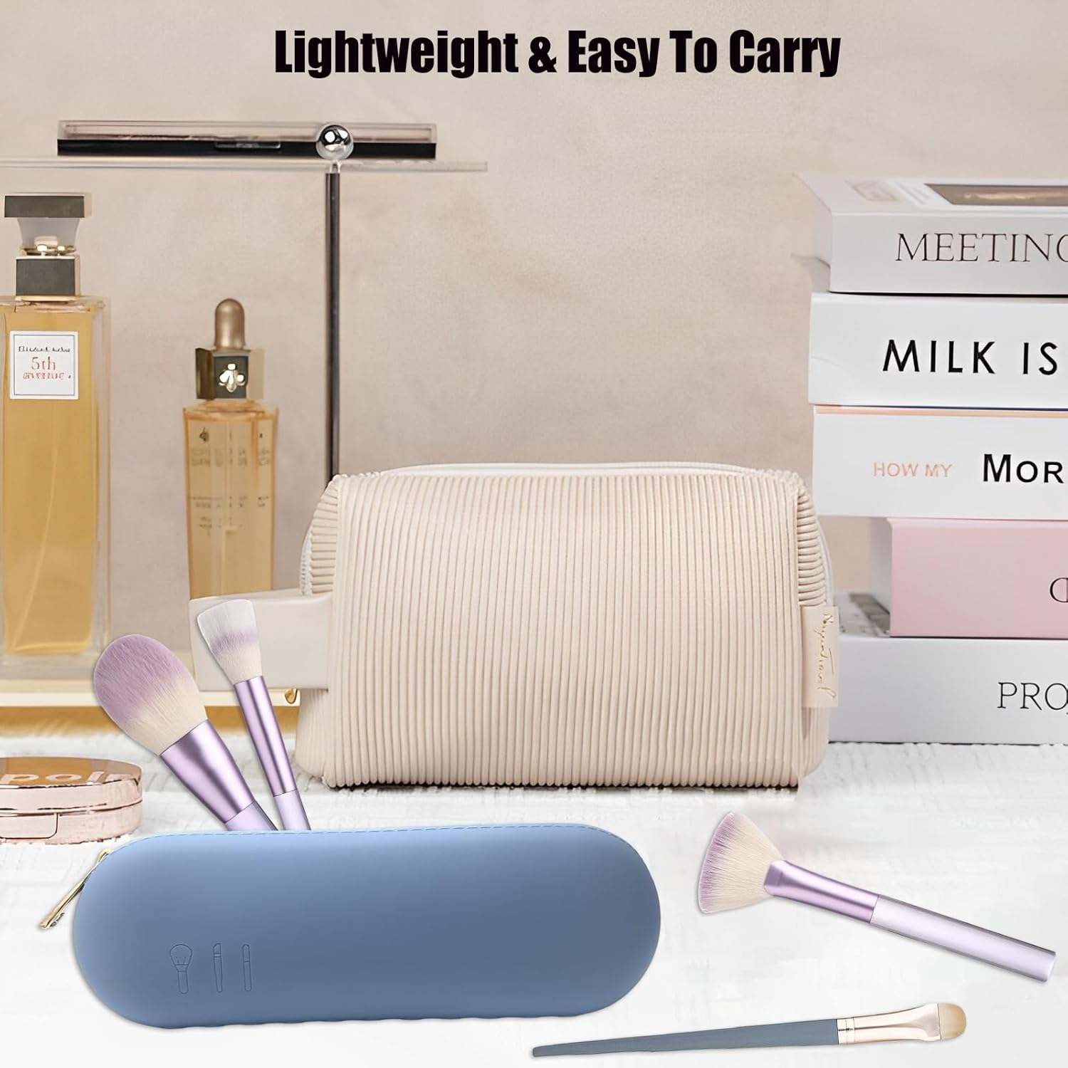 Shunvan life Soporte para brochas de maquillaje de silicona, bolsa de brochas de maquillaje de gran capacidad, bolsa de cepillos de cosméticos de