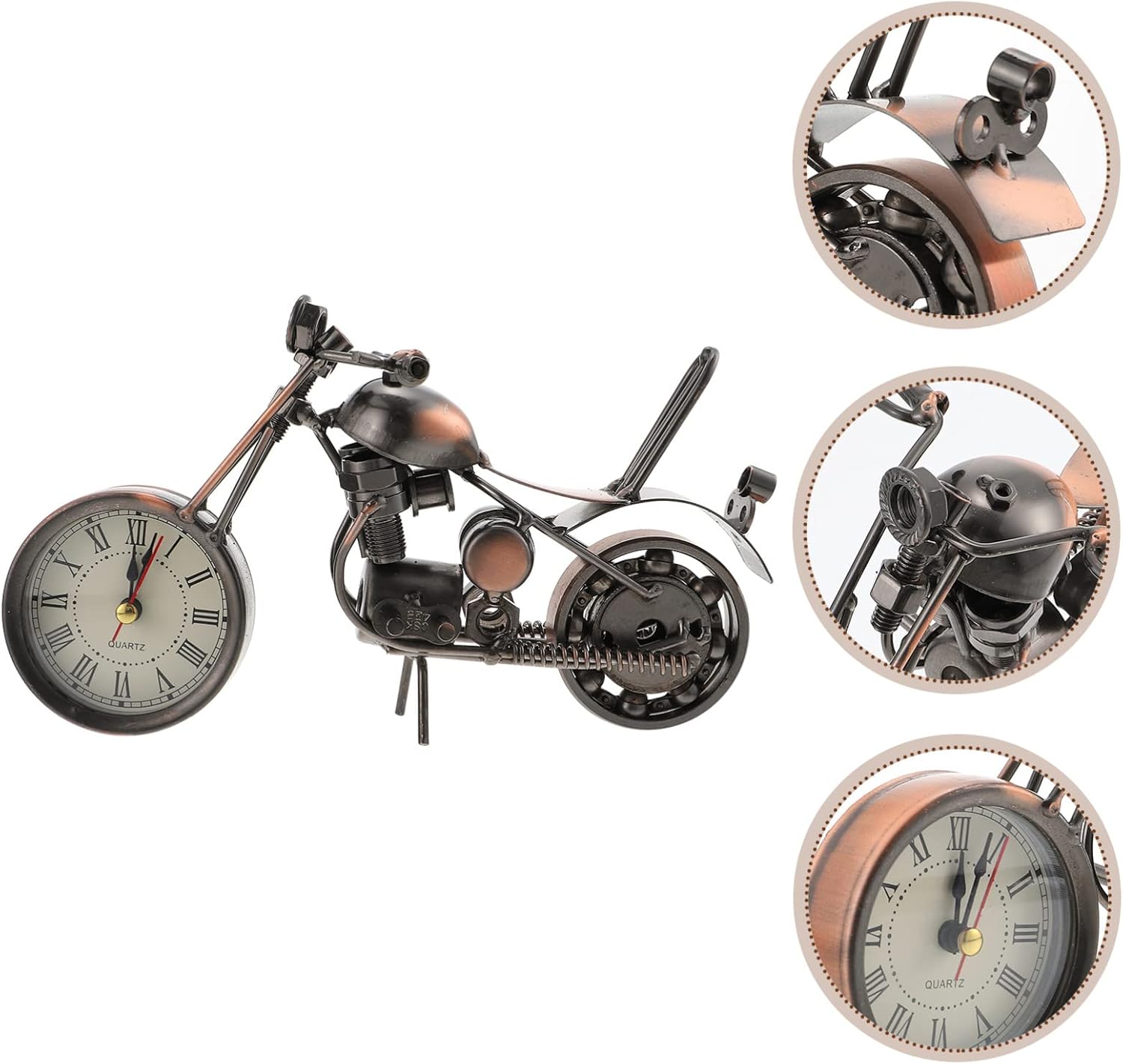 FOMIYES Decoración de la motocicleta Figura de la motocicleta reloj despertador de mesa Retro clásico hecho a mano de hierro forma de motocicleta