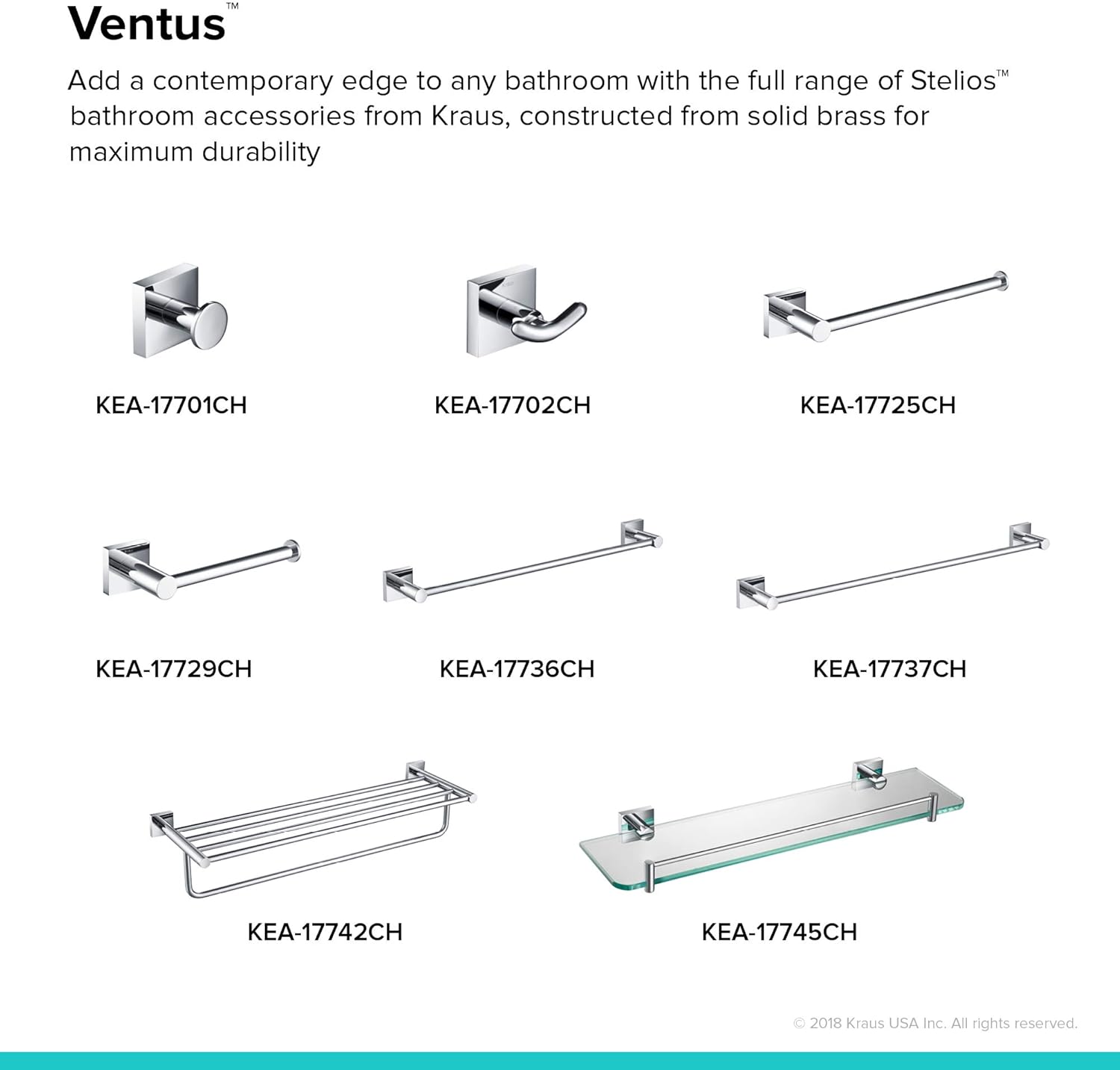KRAUS Ventus KEA-17729CH – Soporte para papel higiénico, acabado cromado, 6 12 pulgadas