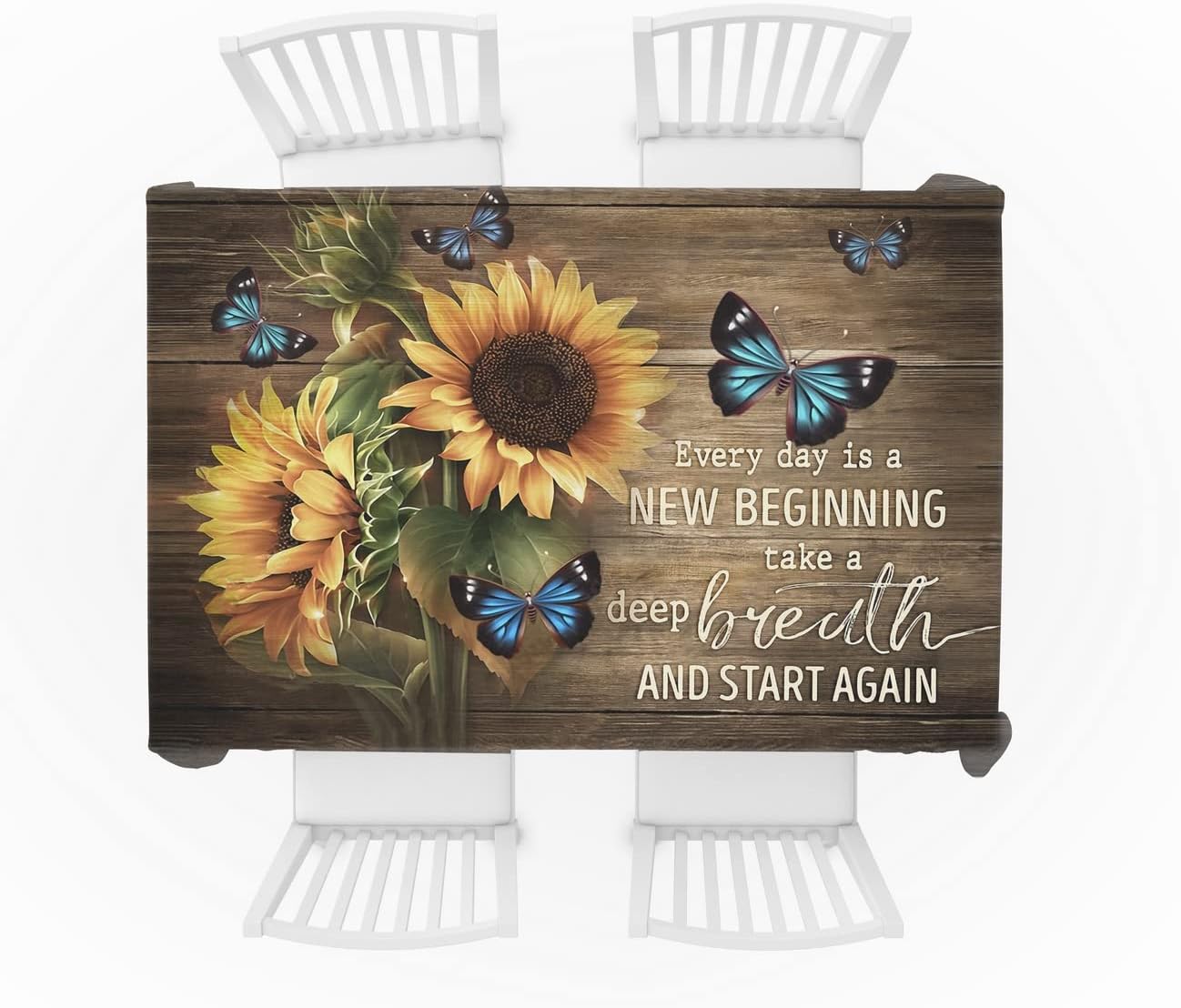 Mantel rectangular rústico a prueba de derrames, impermeable, con mariposas, decoración de mesa, cubierta de mesa de girasol, color marrón y