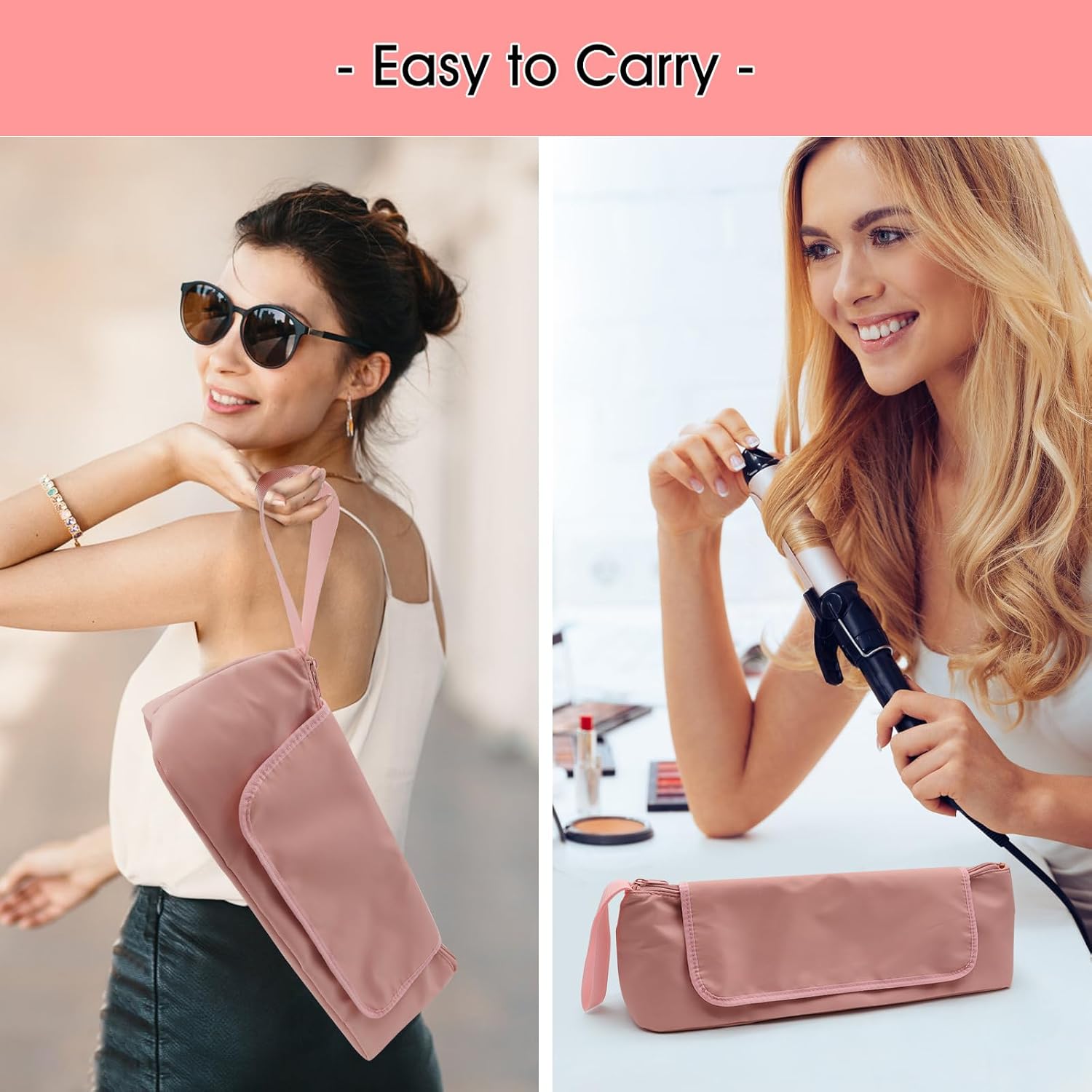 yuuzue Bolsa de viaje 2 en 1 para herramientas para el cabello con alfombrilla resistente al calor para herramientas para el cabello, rizador,