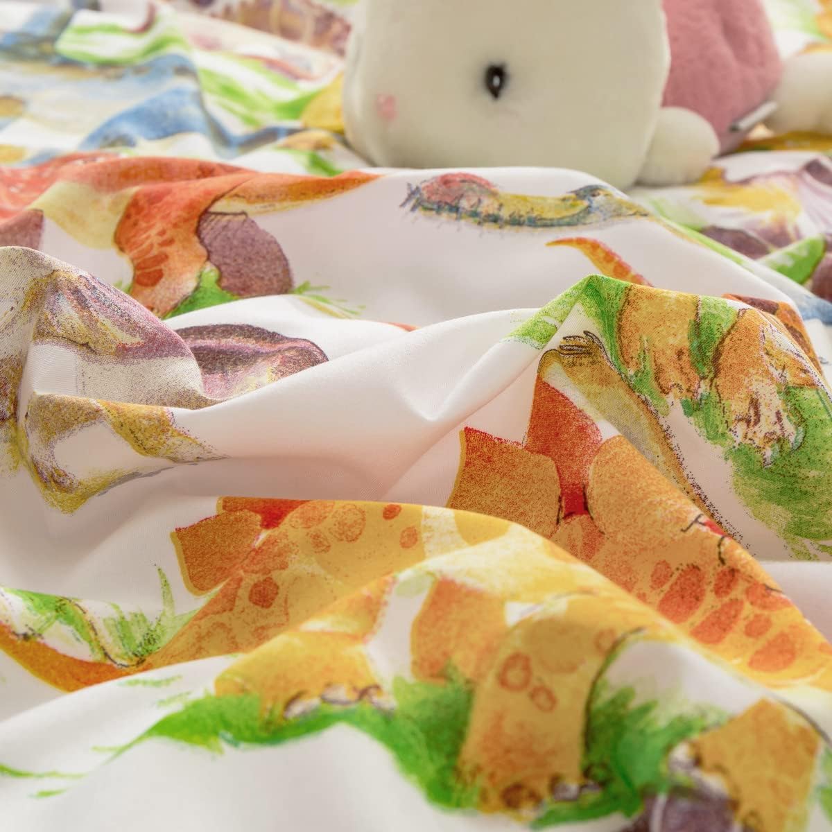 Feelyou Juego de ropa de cama de dinosaurio reversible para niños y niñas, funda de edredón de dinosaurio de 3 piezas, 1 funda de edredón + 2 fundas