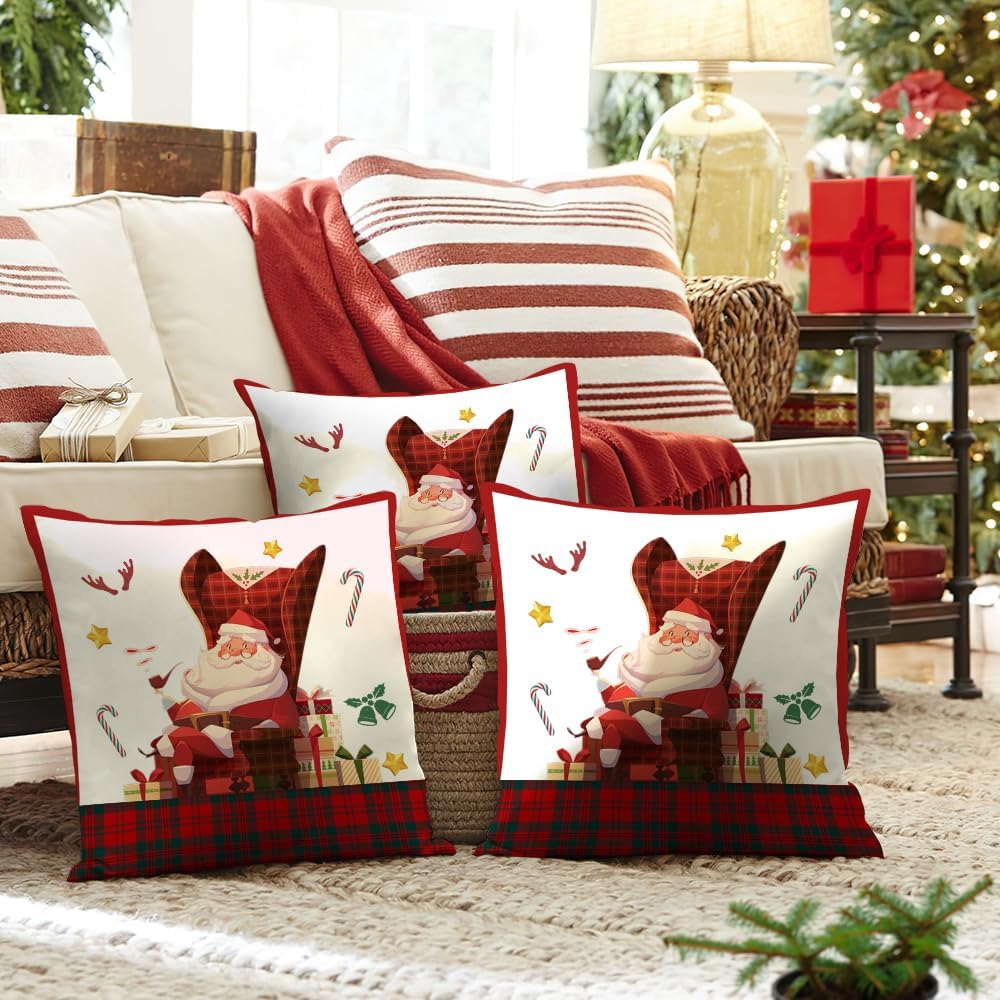 Fundas de almohada decorativas de Navidad, funda de almohada de ciervos de Navidad, funda de almohada de decoración navideña de renos, funda de