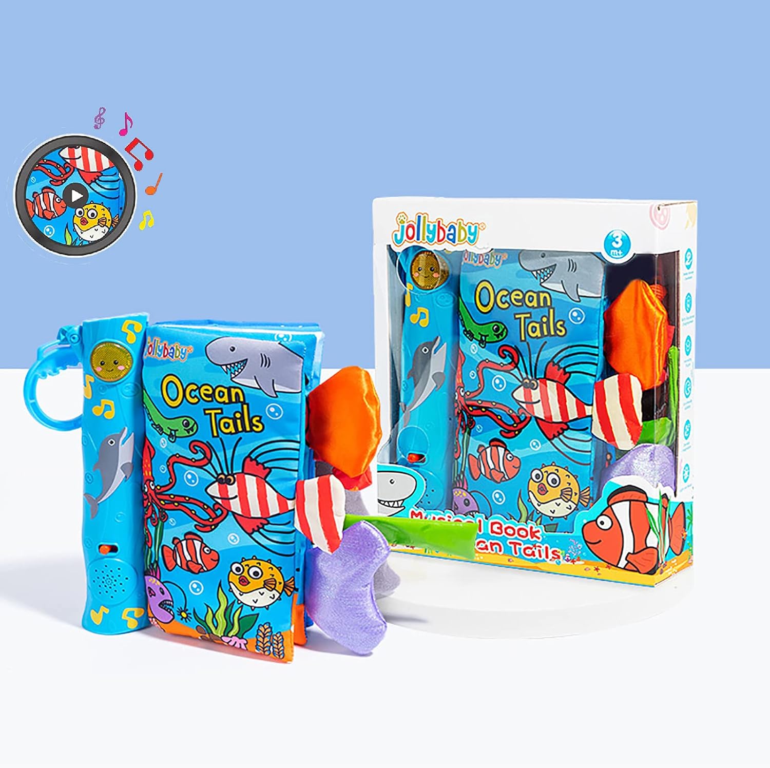 HECCEI Libros musicales de tela para bebés, libros de cola, libros suaves de actividades para niños pequeños de desarrollo temprano libros de tela