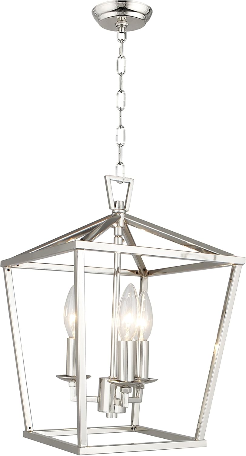 AA Warehousing Lámpara de araña de 3 luces con acabado de níquel pulido, número de modelo LZ01-3PN