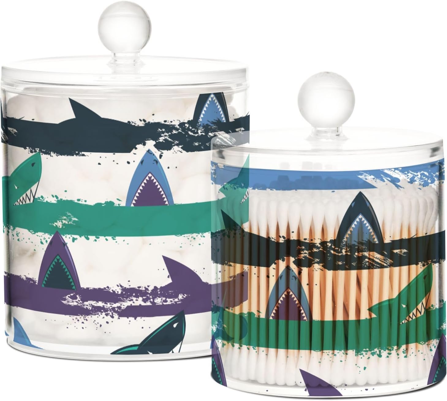 Shark Jars with Lids Containers Jar Bathroom Storage Containers Canisters Cotton Ball Holder for Dorm Room Essentials for College Students Girls