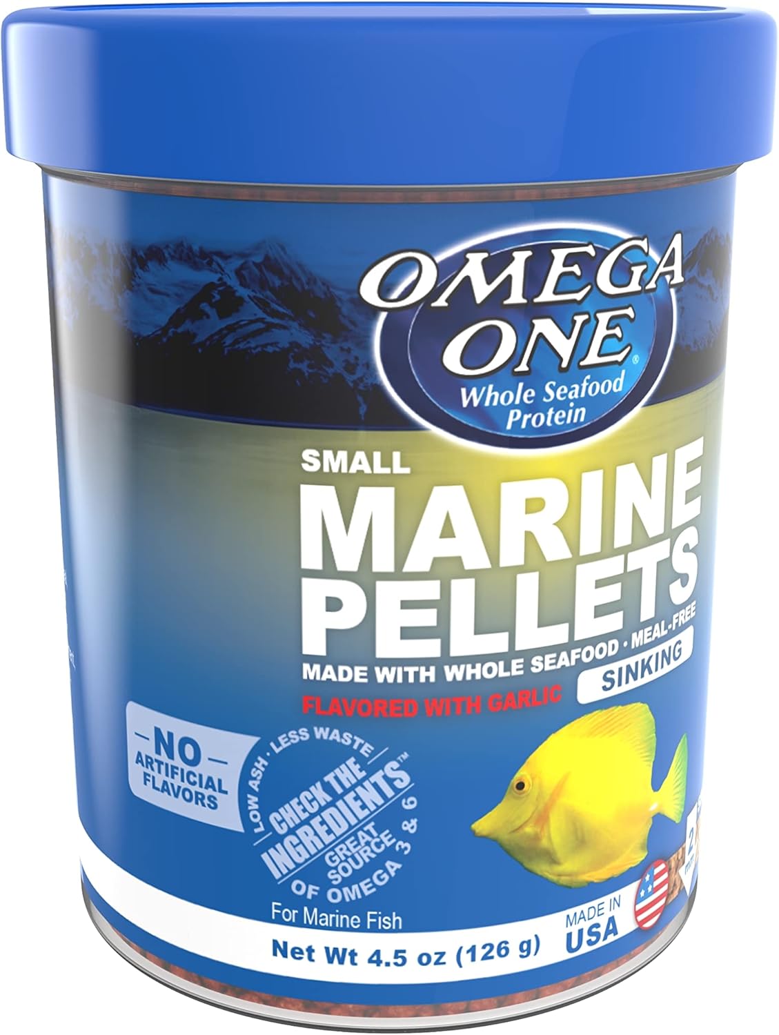 Omega One Gránulos pequeños de hundimiento Garlic Marine, 4.5 oz.