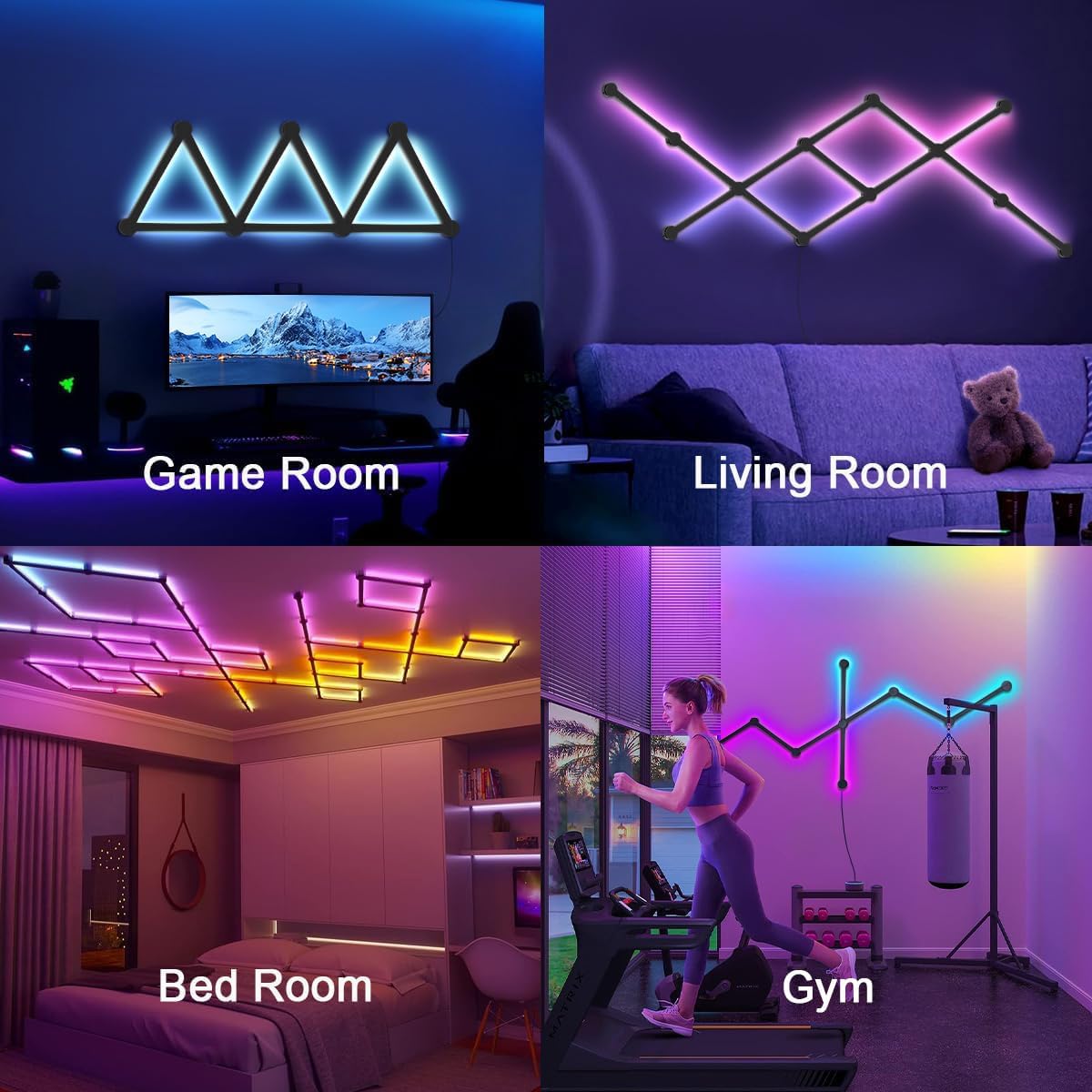 RGBIC Smart WiFi Glide – Lámpara de pared, compatible con Alexa y Google Assistant, 16 millones de colores, sincronización de música, luces de