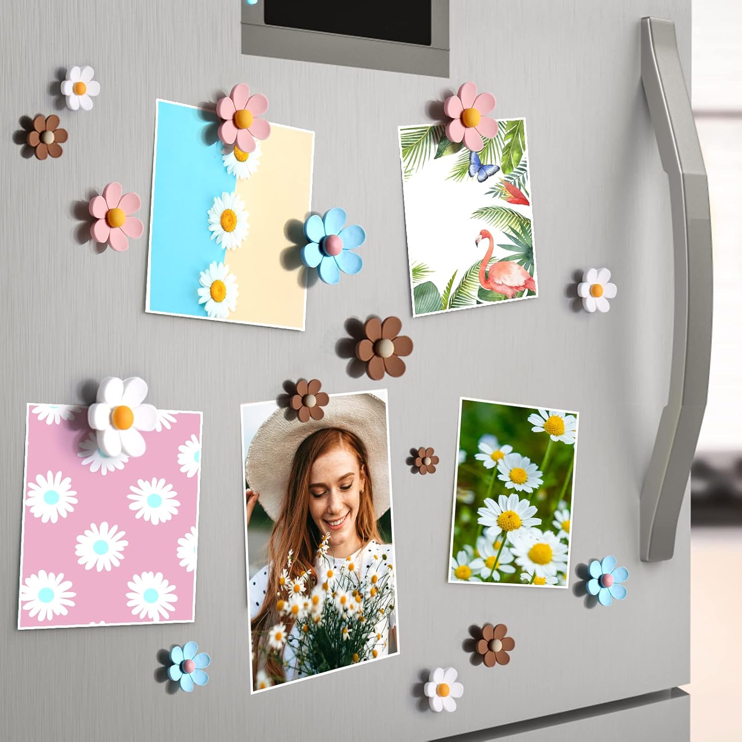 25 imanes de flores para refrigerador, mini imanes para refrigerador, bonitos imanes para casilleros, pizarras blancas, decoración de oficina en casa