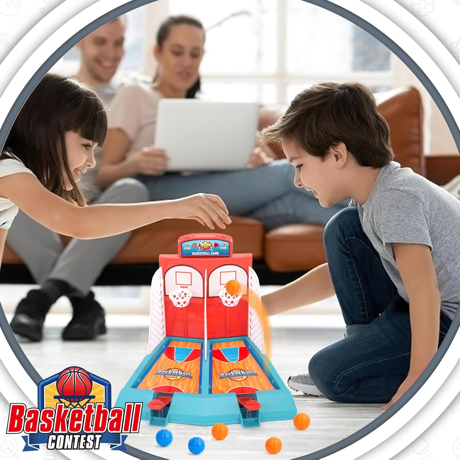 LovesTown Juego de baloncesto de mesa, juego de tiro de baloncesto, juego de baloncesto de escritorio para adultos, oficina, alivio del estrés,
