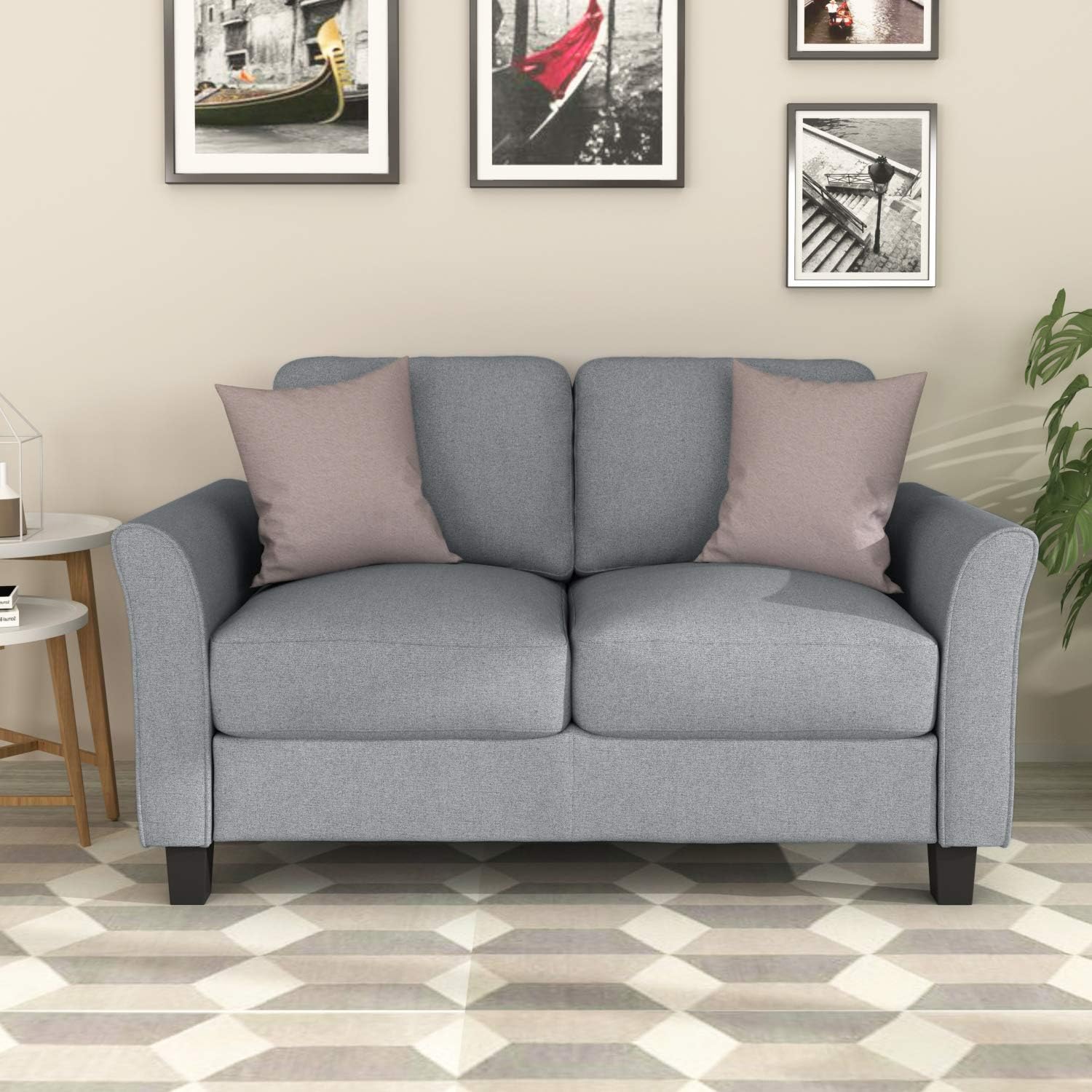 Goohome Sofá biplaza moderno de 2 plazas, muebles de sala de estar, sofá doble, cómodo sofá extra profundo, sofá para espacios pequeños, sala de