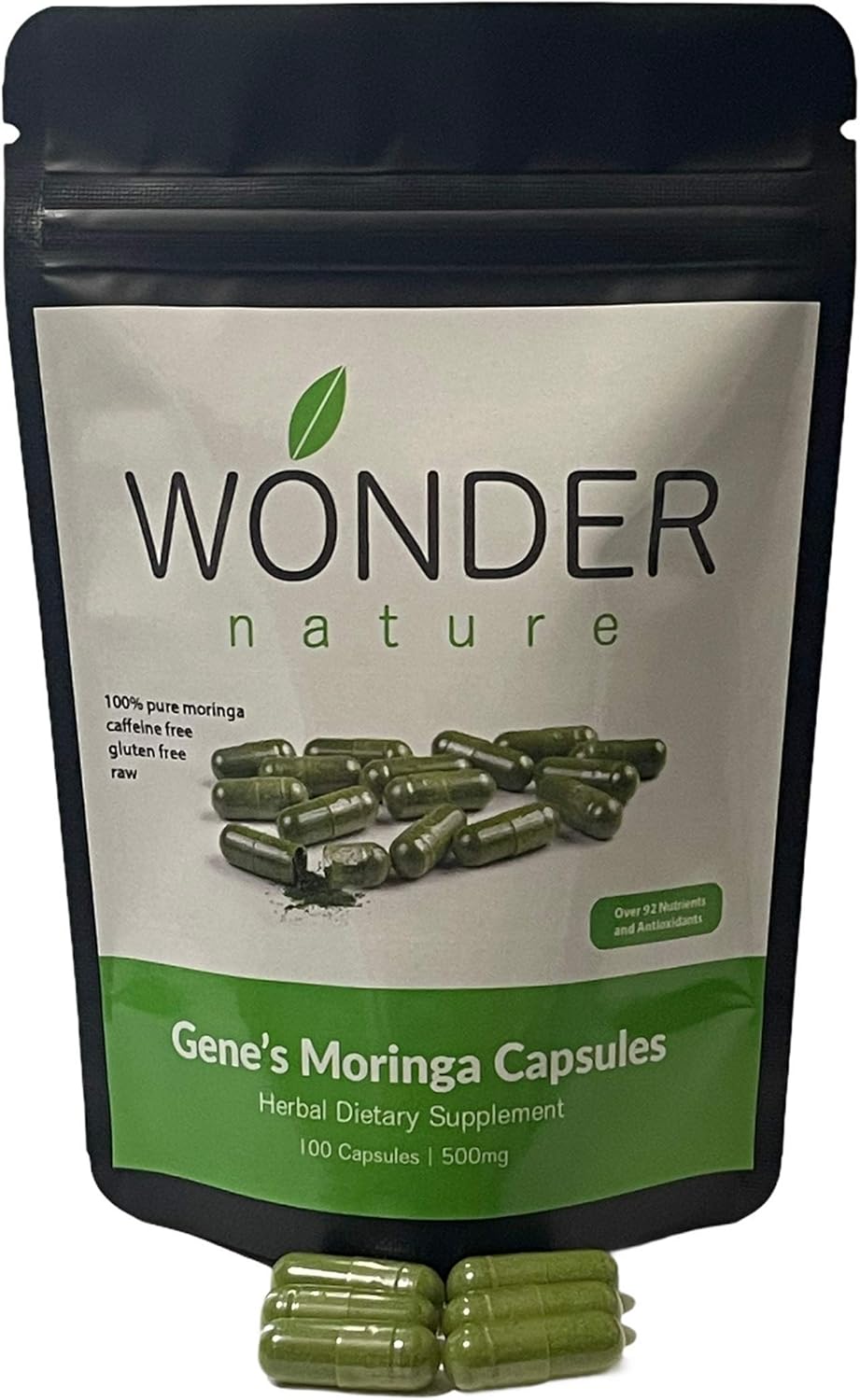 Gene’s Moringa Fine Green Powder 100 Veg. Cápsulas, alta potencia, enfoque energético y alerta, aumenta el sistema inmunológico