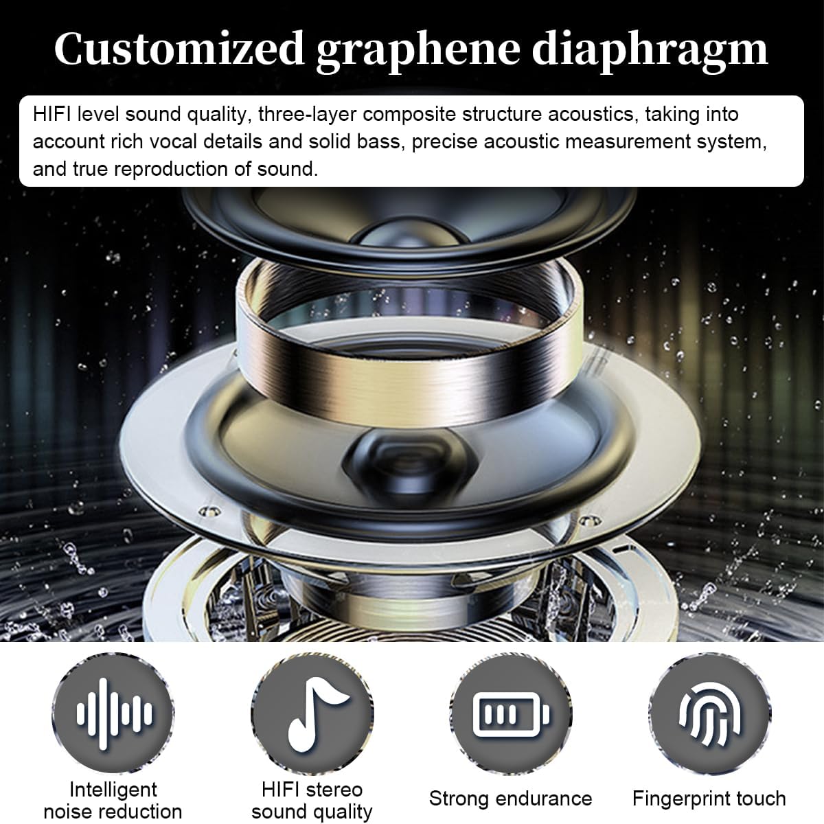 Mini auriculares inalámbricos Bluetooth de 5.3 pulgadas, auriculares ligeros con micrófono integrado, IPX5 impermeable, sonido premium inmersivo de