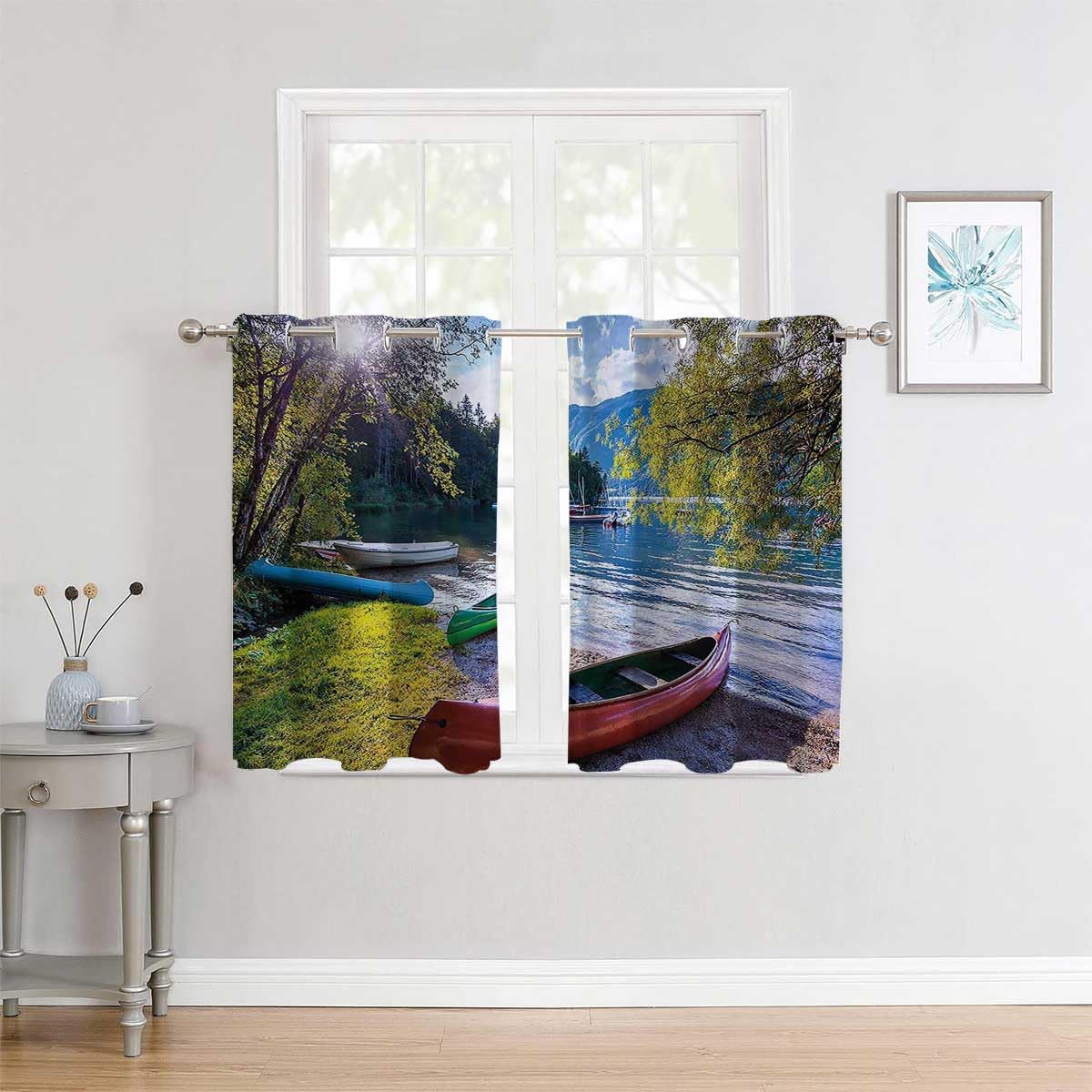 YANFENQI Cortinas De Cocina Modernas Landscape Grommet Short Curtain for Doorway Cortinas para Ventanas De Cuarto 110Inch Width by 96Inch Length,2