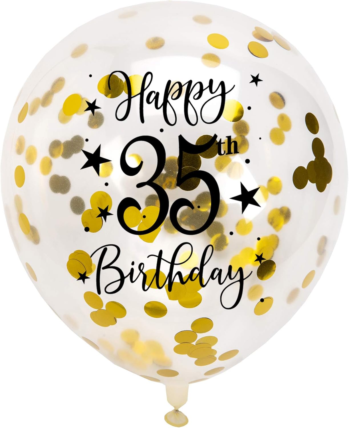 Globos dorados de látex con confeti número 35, decoración de globos de fiesta de cumpleaños de 35 años para mujer u hombre, con confeti, 12