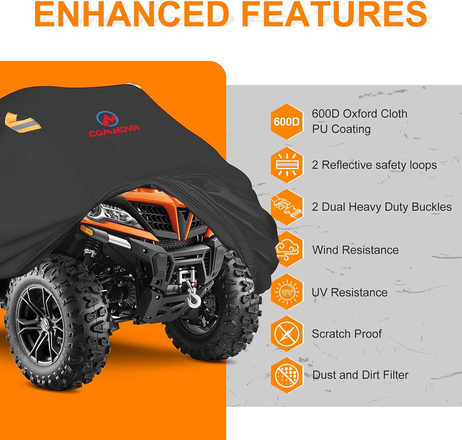 Comnova – Cubierta para ATV de 4 ruedas  88 pulgadas ATV cubre 600D resistente e impermeable, cubierta de cuatro ruedas al aire libre para todo tipo