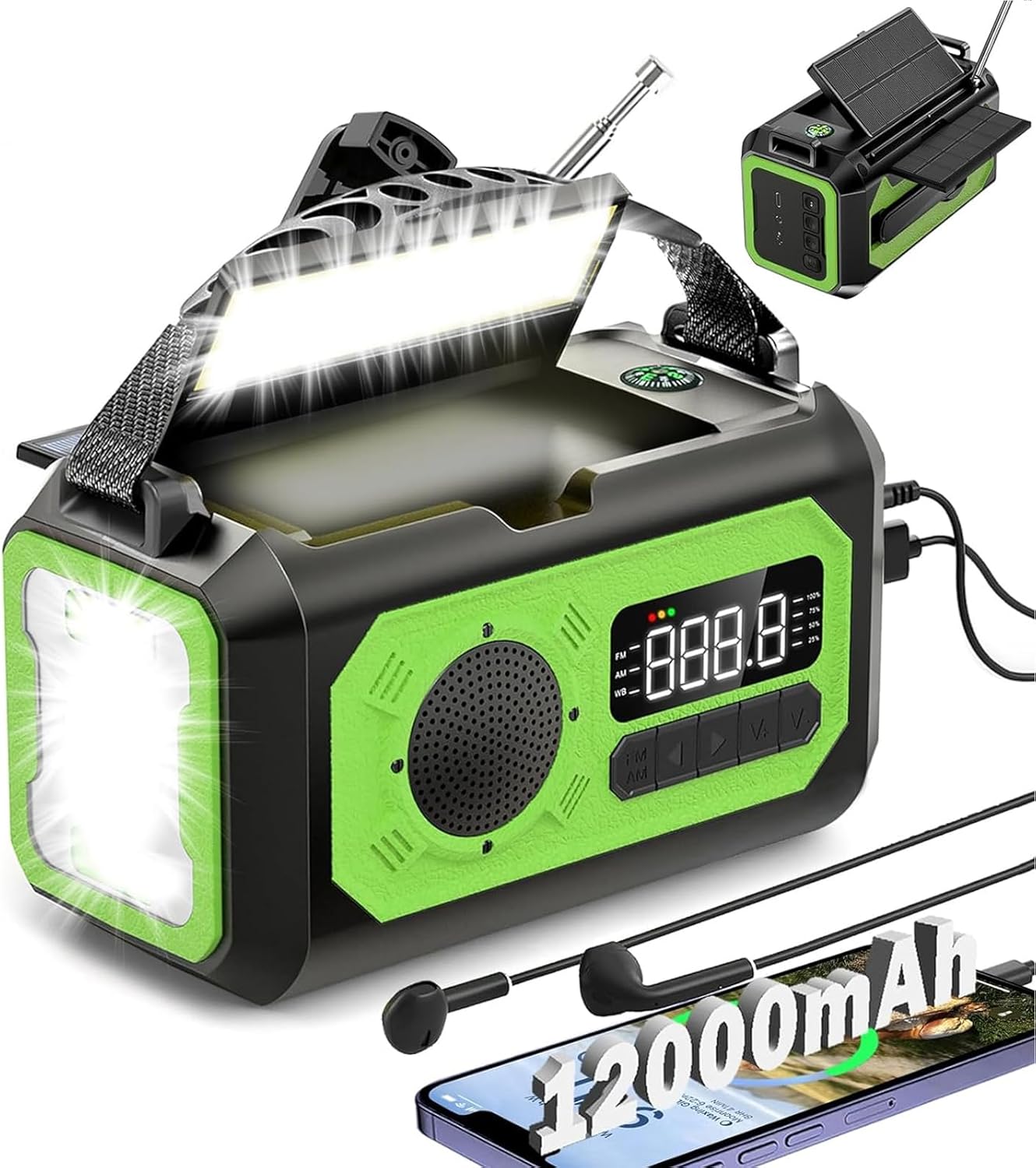 Radio meteorológica más reciente de 2023, radio meteorológica AMFMNOAA, radio meteorológica de emergencia, radio solar multifunción, 2 paneles