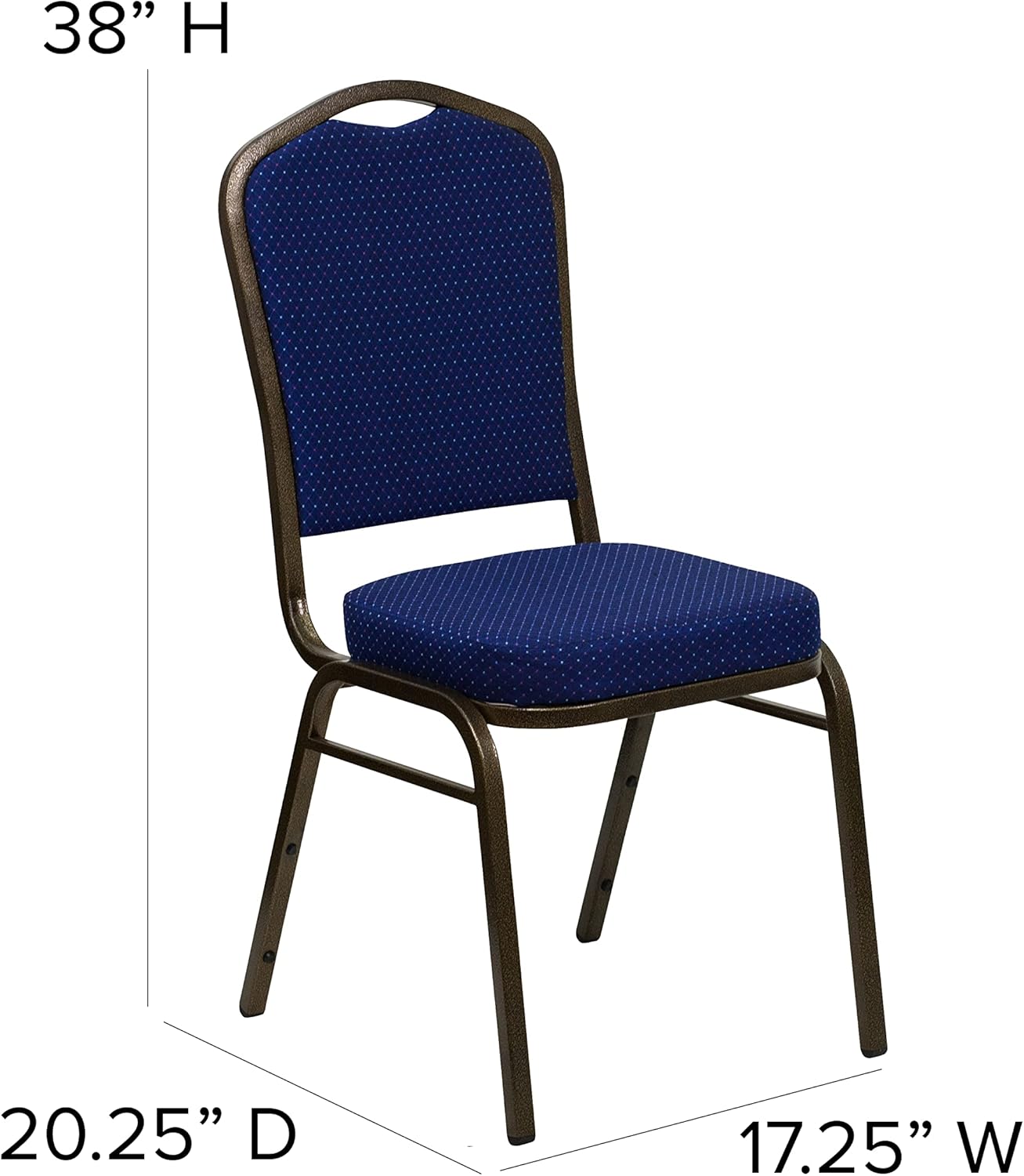BizChair Silla de banquete de la parte posterior de la corona, tela azul marinomarco de la vena del oro