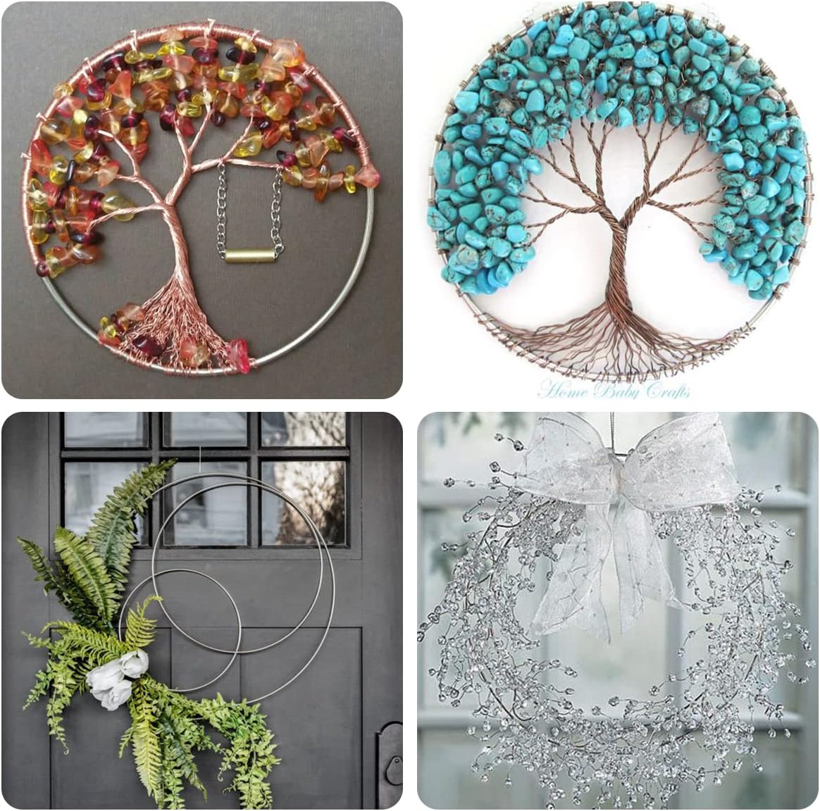 Paquete de 8 anillos de metal florales de 6 pulgadas para manualidades, anillos de macramé, anillos de atrapasueños, anillos de bricolaje para