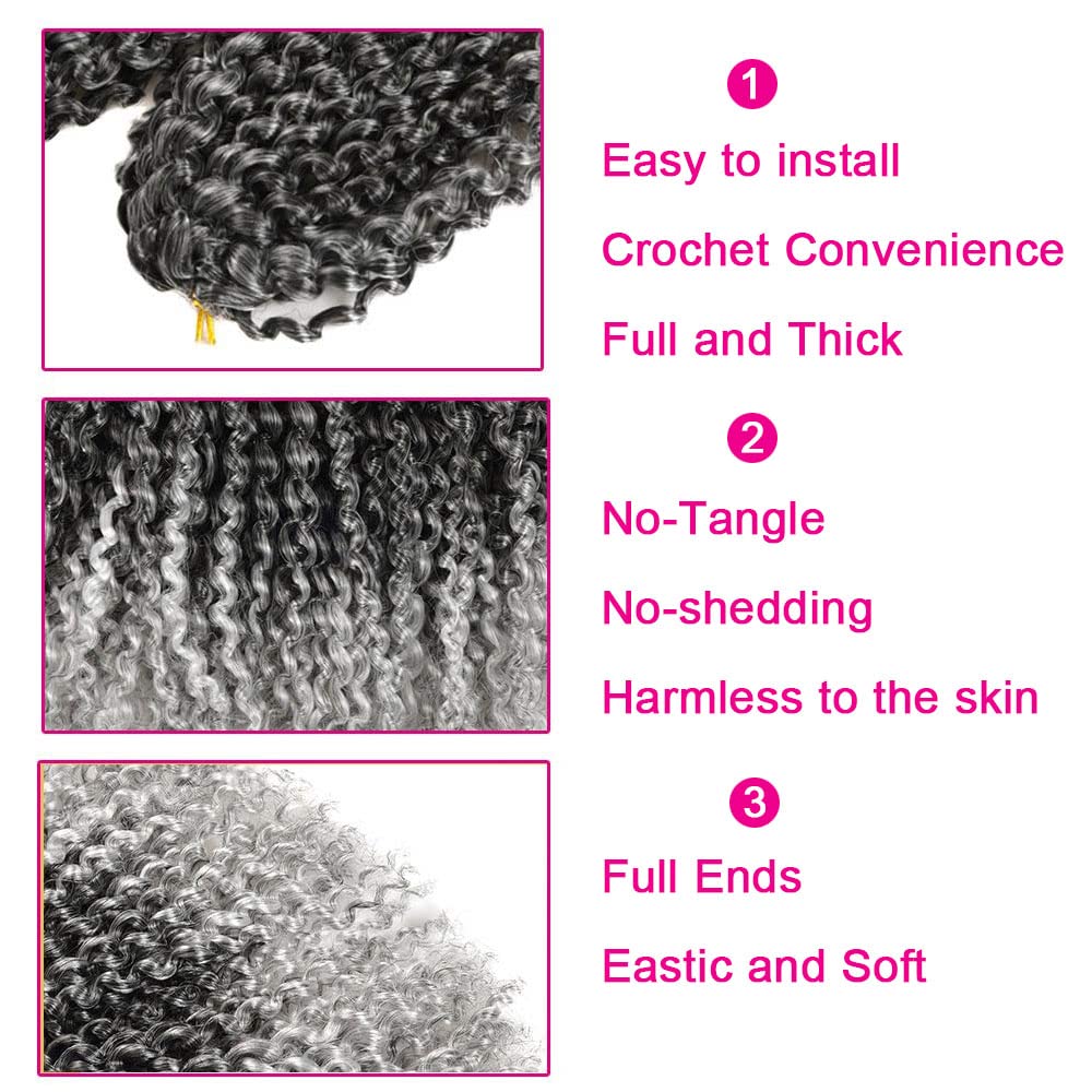 Pelo corto de Passion Twist de 8 pulgadas, rizado tipo afro, cabello rizado con ganchillo con sal y pimienta, para mujeres negras (9 paquetes,