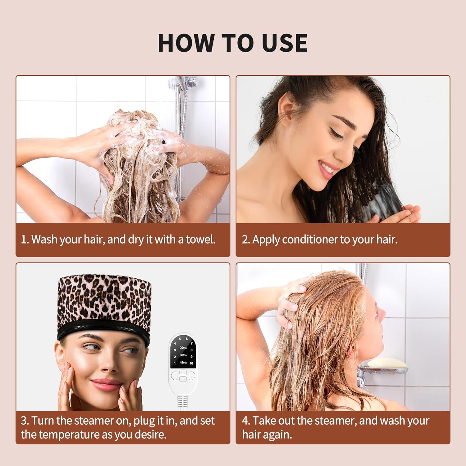 Gorro térmico para acondicionamiento profundo vaporizador para cabello natural uso doméstico, tapa térmica de vapor para cabello negro,