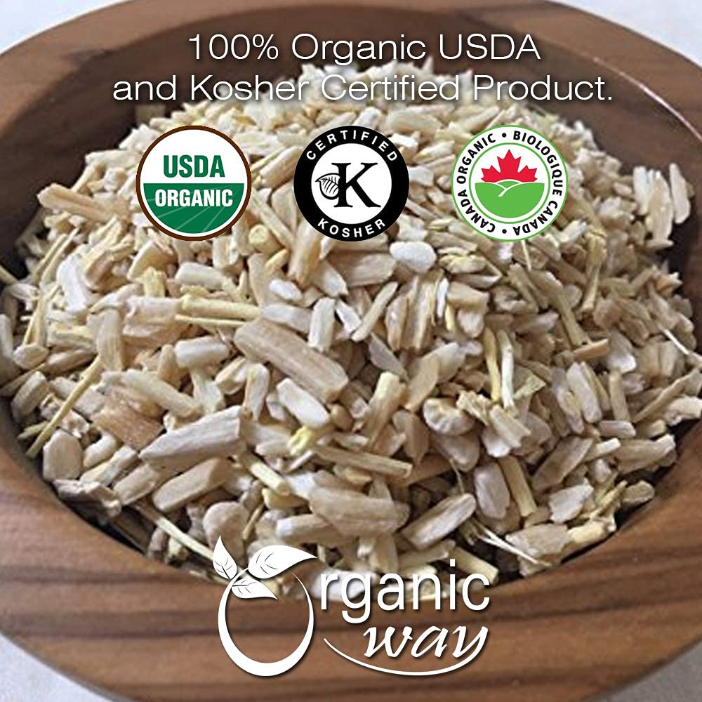Organic Way Shatavari seco cortado y tamizado (espárragos racemosus) – Certificado orgánico y kosher  Crudo, vegano, sin OMG y sin gluten