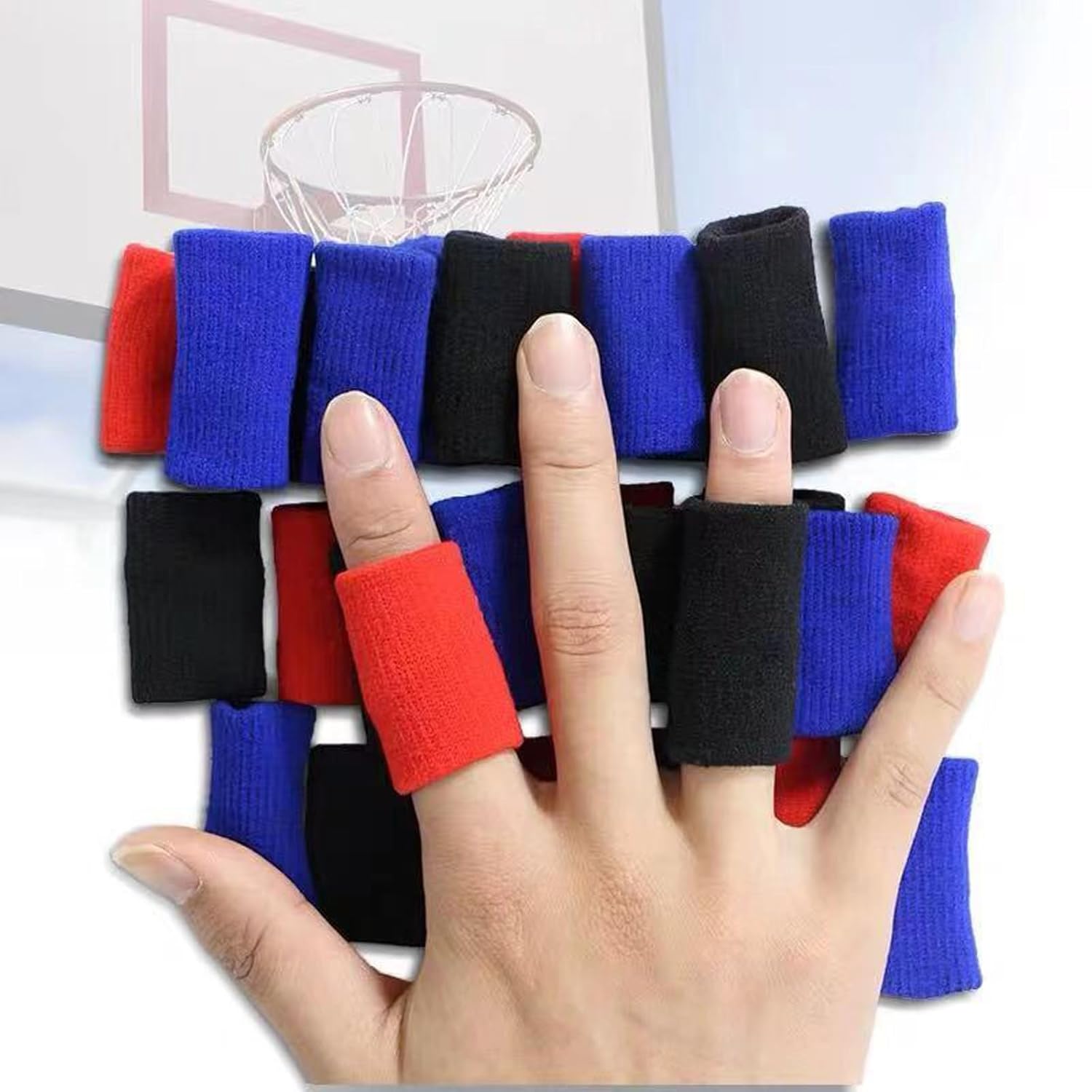 Zittop 10 fundas para dedos, protector de soporte de férula para el pulgar, cinta elástica transpirable para dedos de gatillo, ayuda deportiva,