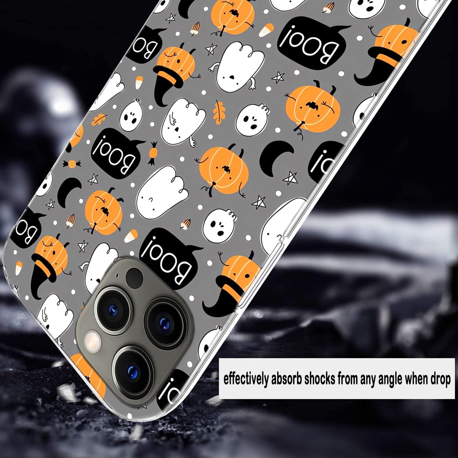 Bonita funda de teléfono fantasma de Halloween compatible con iPhone 14 Pro Max Witchy Pumpkin Halloween Boo funda para iPhone 14 Pro Max para