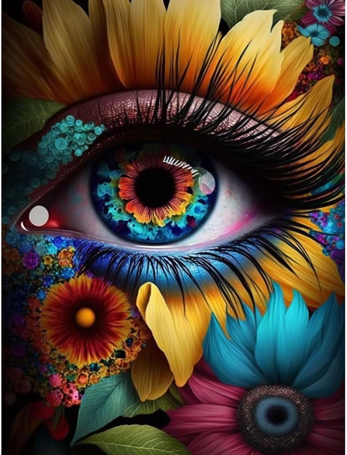 Pintura de diamantes 5D pestañas de ojos de colores por números, kits de pintura con diamantes, arte de cristal, manualidades, taladro completo,