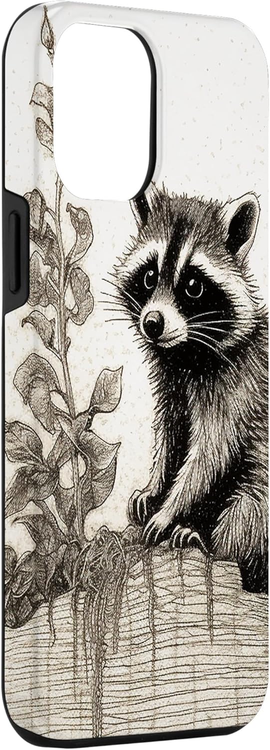 Funda minimalista con diseño de mapache para iPhone 13 Pro Max