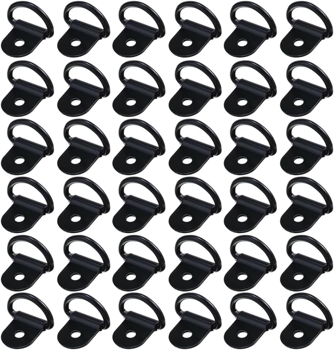 36 piezas de anillos en D negros con agujero de atornillado, anillos en D, anillo de anclaje de anclaje, para automóvil, camión, remolque, carga,