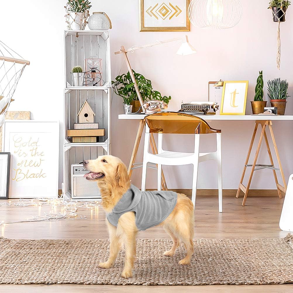 Sudaderas de polar para perros, con capucha, bolsillo, para clima frío, primavera, Chaleco, Sudadera con junta tórica, m, gris