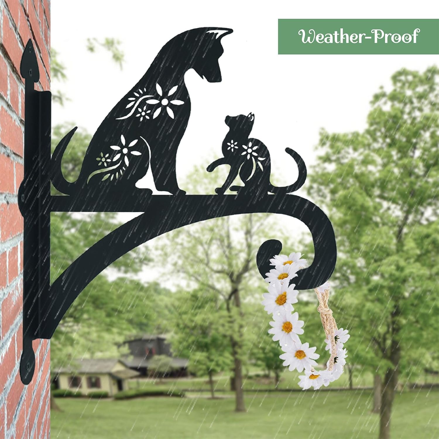 Perchas colgantes para plantas al aire libre, hierro resistente, diseño decorativo de gato y perro, soporte para plantas colgantes, gancho para