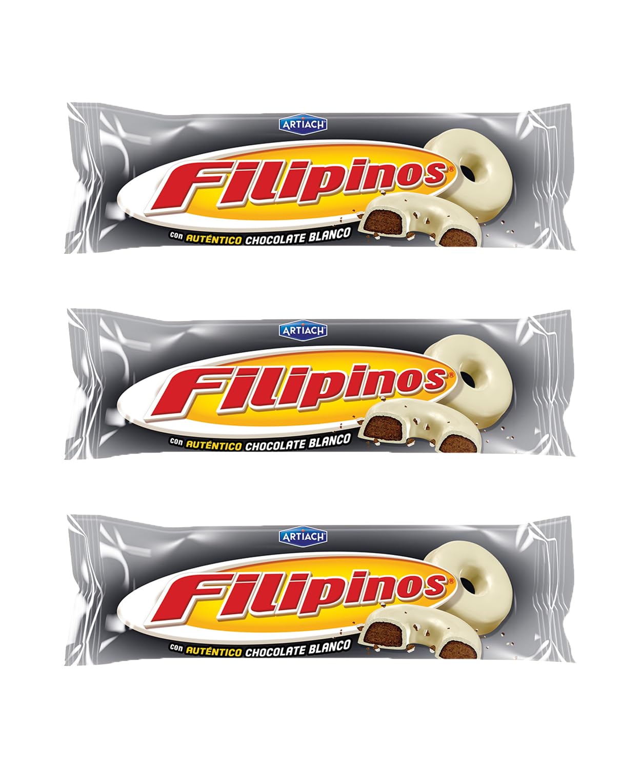 Artiach – Galletas Filipinas – Galletas crujientes en forma de anillo sumergidas en chocolate real – 4.52 oz cada una – Producto de España